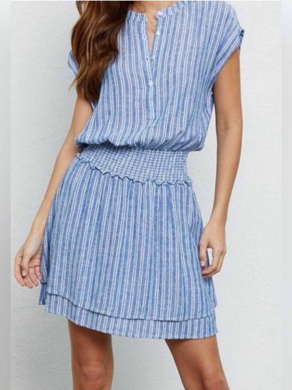 Rails Angelina Smocked Waist Minidress In Cascade Stripe M